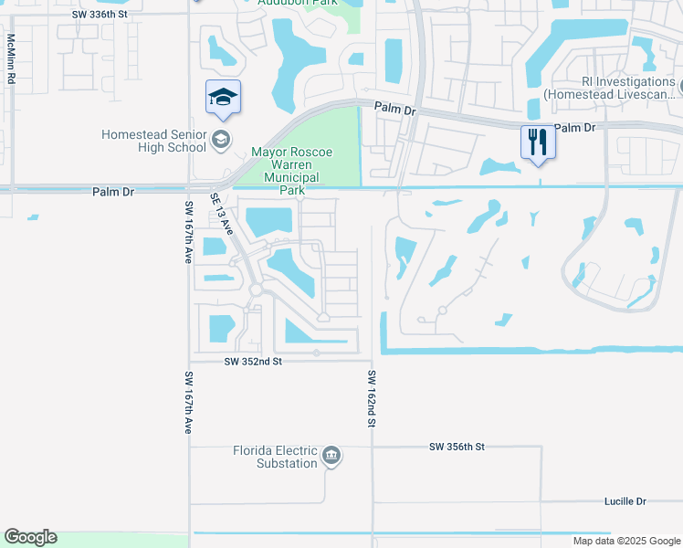map of restaurants, bars, coffee shops, grocery stores, and more near 2815 Southeast 16th Avenue in Homestead