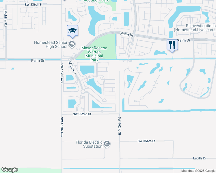 map of restaurants, bars, coffee shops, grocery stores, and more near 2815 Southeast 16th Avenue in Homestead