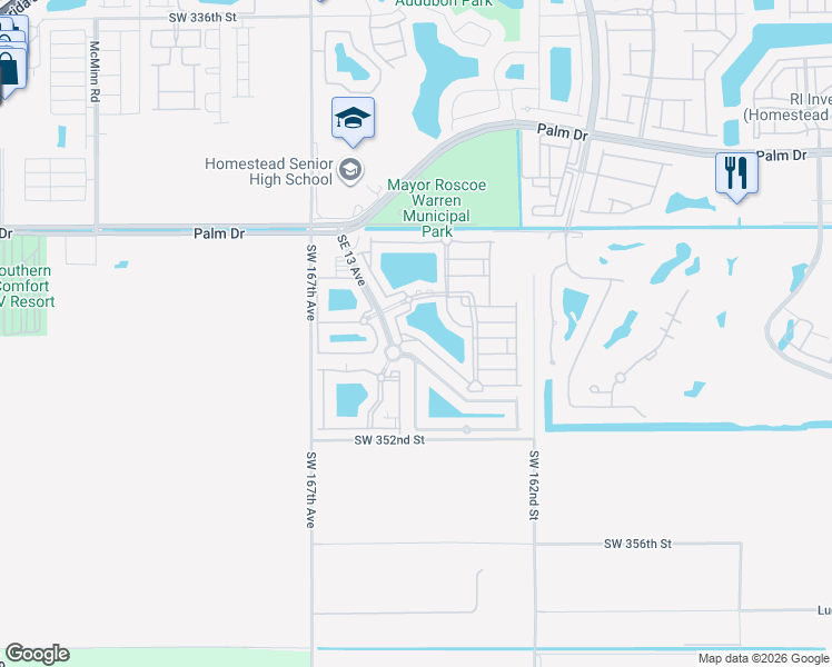 map of restaurants, bars, coffee shops, grocery stores, and more near 2757 Southeast 15th Road in Homestead