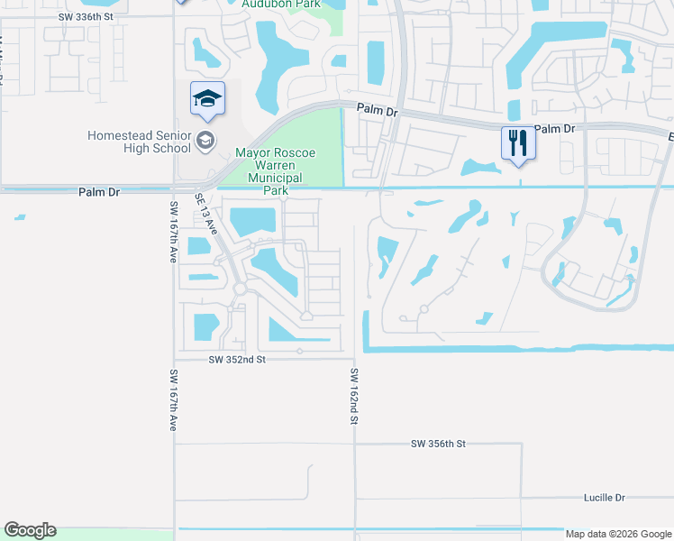 map of restaurants, bars, coffee shops, grocery stores, and more near 2731 Southeast 17th Avenue in Homestead