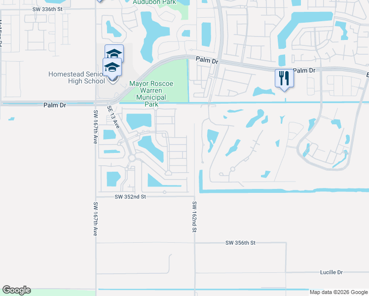 map of restaurants, bars, coffee shops, grocery stores, and more near 2731 Southeast 17th Avenue in Homestead