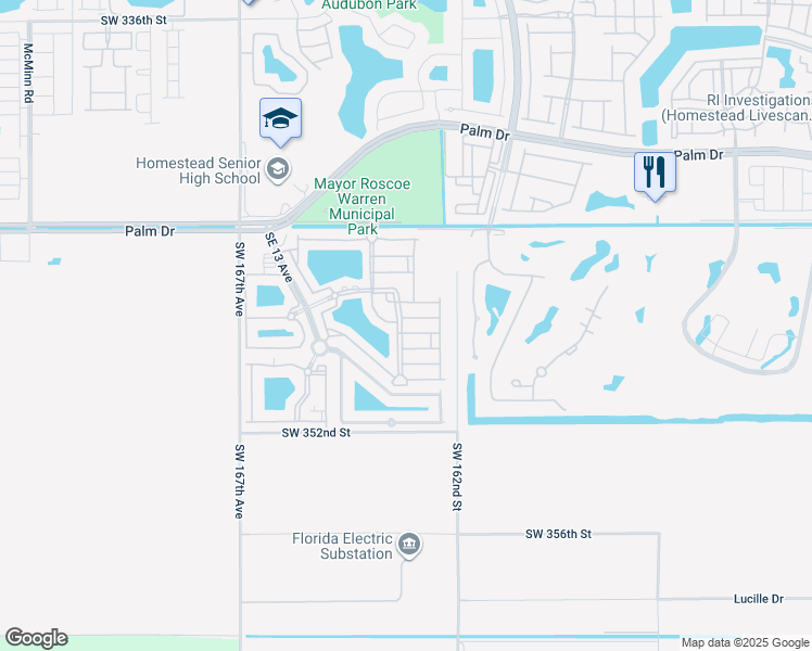 map of restaurants, bars, coffee shops, grocery stores, and more near 2815 Southeast 16th Avenue in Homestead