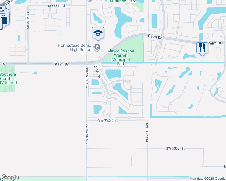 map of restaurants, bars, coffee shops, grocery stores, and more near 2757 Southeast 15th Road in Homestead