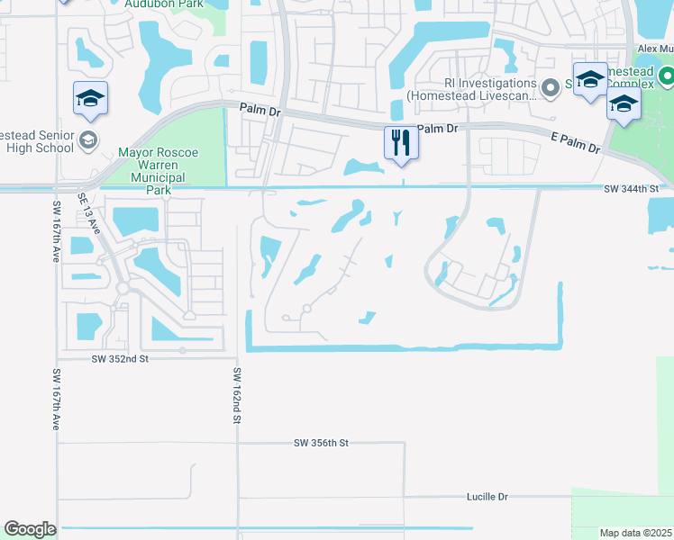 map of restaurants, bars, coffee shops, grocery stores, and more near 2712 Augusta Drive in Homestead