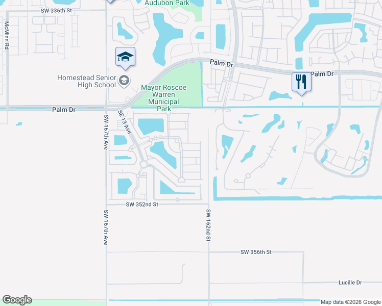 map of restaurants, bars, coffee shops, grocery stores, and more near 2815 Southeast 16th Avenue in Homestead