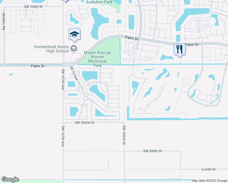 map of restaurants, bars, coffee shops, grocery stores, and more near 2815 Southeast 16th Avenue in Homestead