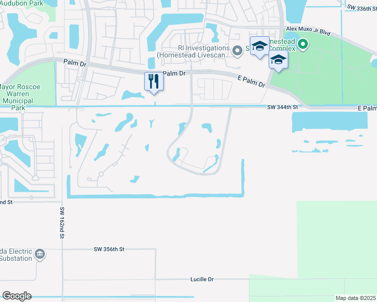 map of restaurants, bars, coffee shops, grocery stores, and more near 15200 SW 344th St in Homestead
