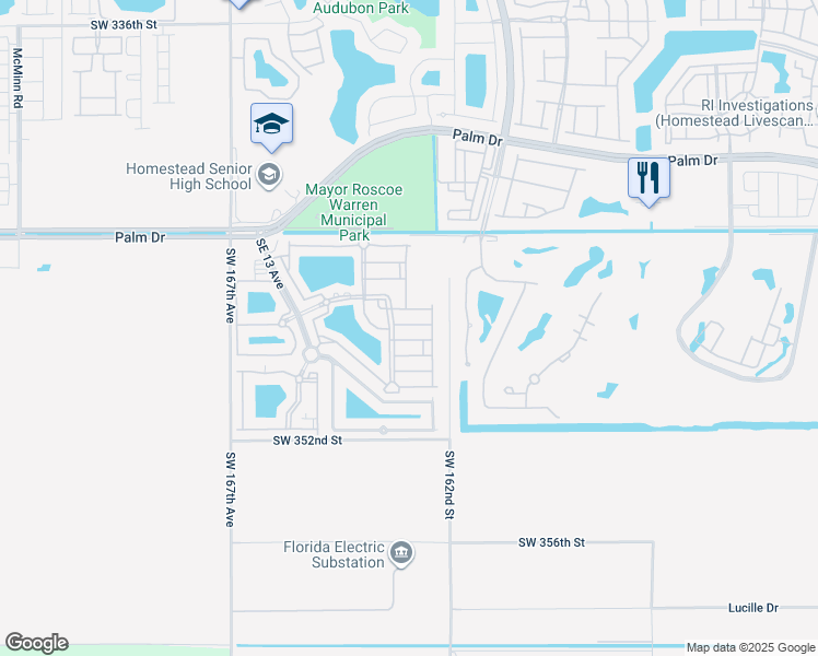 map of restaurants, bars, coffee shops, grocery stores, and more near 2815 Southeast 16th Avenue in Homestead