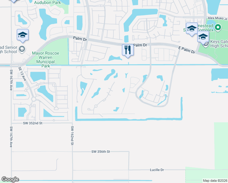 map of restaurants, bars, coffee shops, grocery stores, and more near 2713 Augusta Drive in Homestead