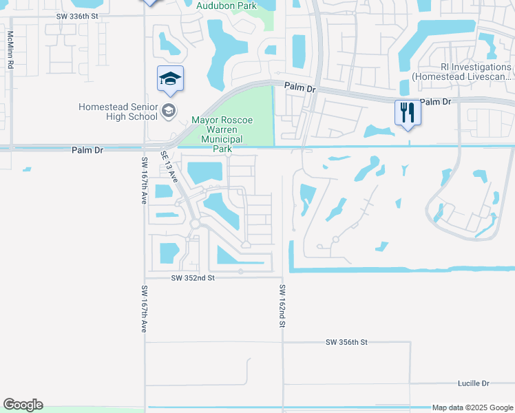 map of restaurants, bars, coffee shops, grocery stores, and more near 2815 Southeast 16th Avenue in Homestead