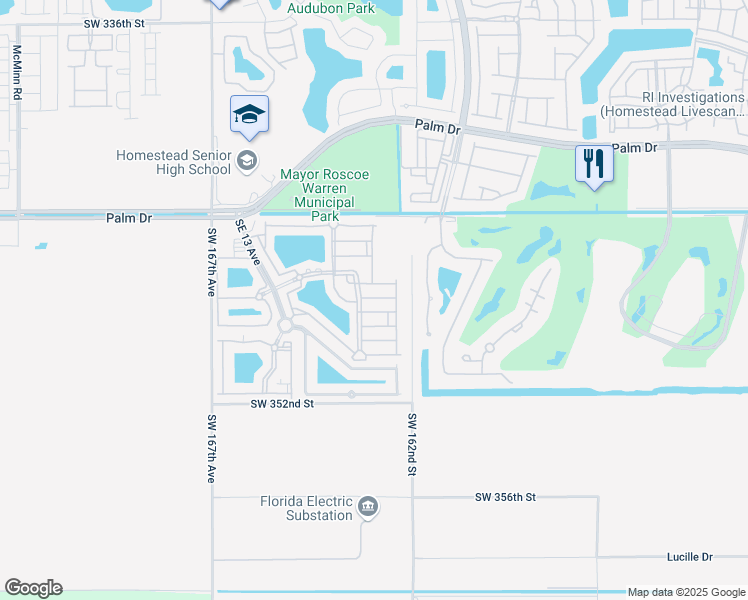 map of restaurants, bars, coffee shops, grocery stores, and more near 2815 Southeast 16th Avenue in Homestead