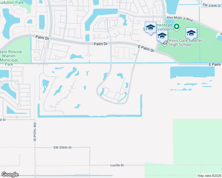 map of restaurants, bars, coffee shops, grocery stores, and more near 15200 344th Street in Homestead