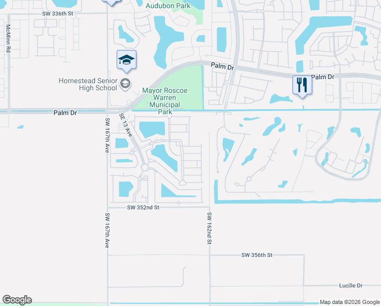 map of restaurants, bars, coffee shops, grocery stores, and more near 2815 Southeast 16th Avenue in Homestead