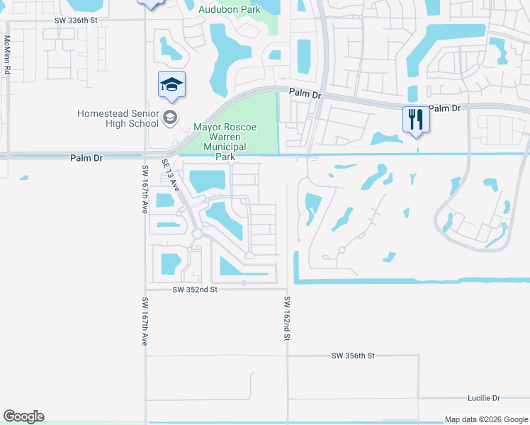 map of restaurants, bars, coffee shops, grocery stores, and more near 2815 Southeast 16th Avenue in Homestead