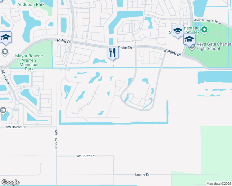 map of restaurants, bars, coffee shops, grocery stores, and more near 2707 Augusta Dr in Homestead