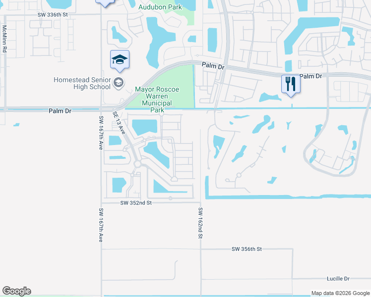 map of restaurants, bars, coffee shops, grocery stores, and more near 2815 Southeast 16th Avenue in Homestead
