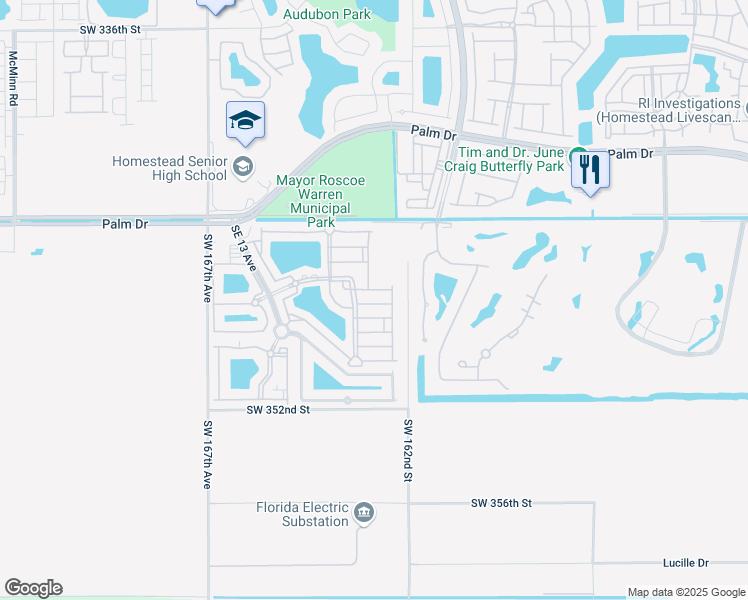 map of restaurants, bars, coffee shops, grocery stores, and more near 2815 Southeast 16th Avenue in Homestead