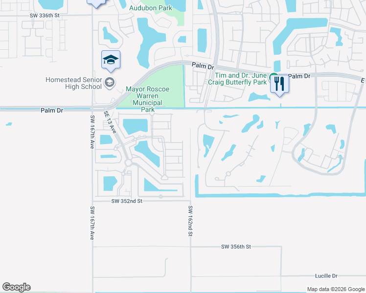 map of restaurants, bars, coffee shops, grocery stores, and more near 2728 Southeast 17th Avenue in Homestead