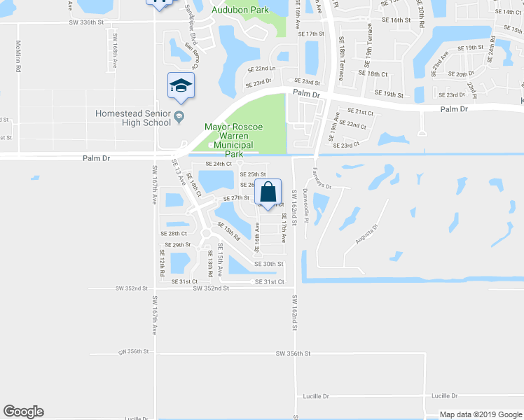 map of restaurants, bars, coffee shops, grocery stores, and more near 2815 Southeast 16th Avenue in Homestead