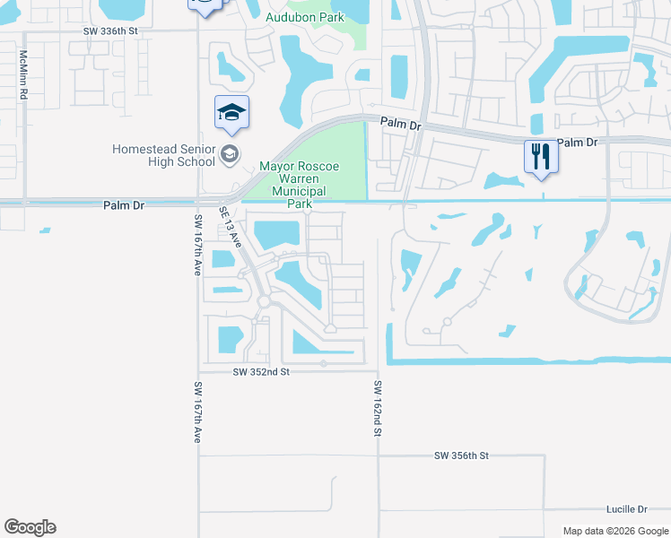 map of restaurants, bars, coffee shops, grocery stores, and more near 2815 Southeast 16th Avenue in Homestead