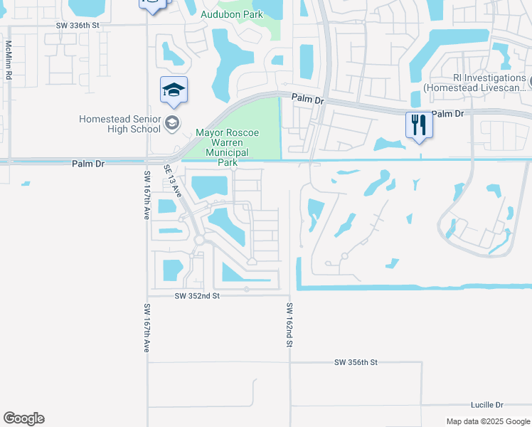 map of restaurants, bars, coffee shops, grocery stores, and more near 2815 Southeast 16th Avenue in Homestead