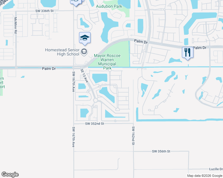 map of restaurants, bars, coffee shops, grocery stores, and more near 2734 Southeast 15th Place in Homestead