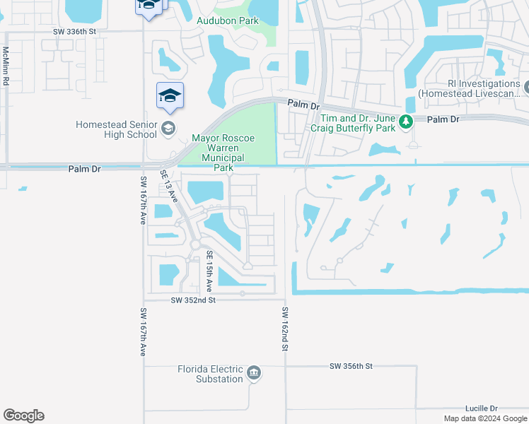 map of restaurants, bars, coffee shops, grocery stores, and more near 2650 Southeast 16th Terrace in Homestead