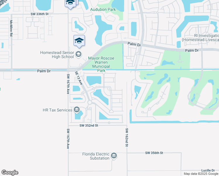 map of restaurants, bars, coffee shops, grocery stores, and more near 2814 Southeast 16th Avenue in Homestead