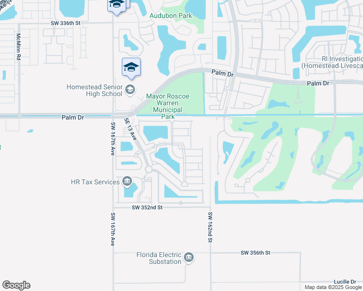 map of restaurants, bars, coffee shops, grocery stores, and more near 2828 Southeast 16th Avenue in Homestead