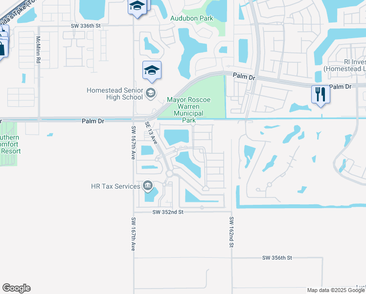 map of restaurants, bars, coffee shops, grocery stores, and more near 1404 Southeast 26th Court in Homestead