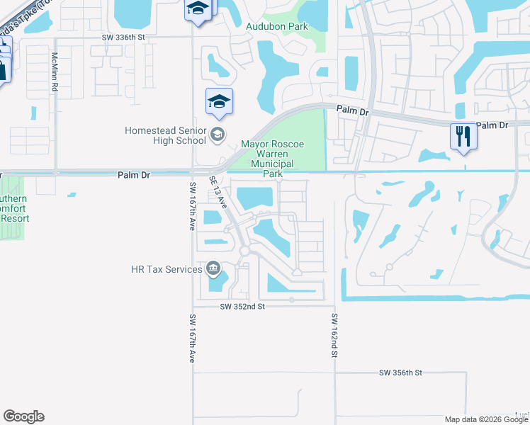 map of restaurants, bars, coffee shops, grocery stores, and more near 1474 Southeast 24th Court in Homestead
