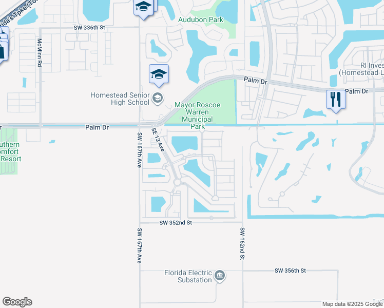 map of restaurants, bars, coffee shops, grocery stores, and more near 1404 Southeast 26th Court in Homestead