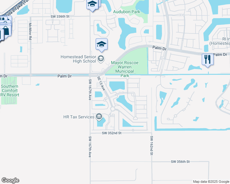 map of restaurants, bars, coffee shops, grocery stores, and more near 1404 Southeast 26th Court in Homestead