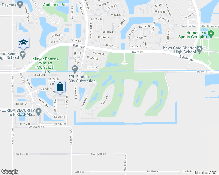 map of restaurants, bars, coffee shops, grocery stores, and more near 2604 Augusta Drive in Homestead