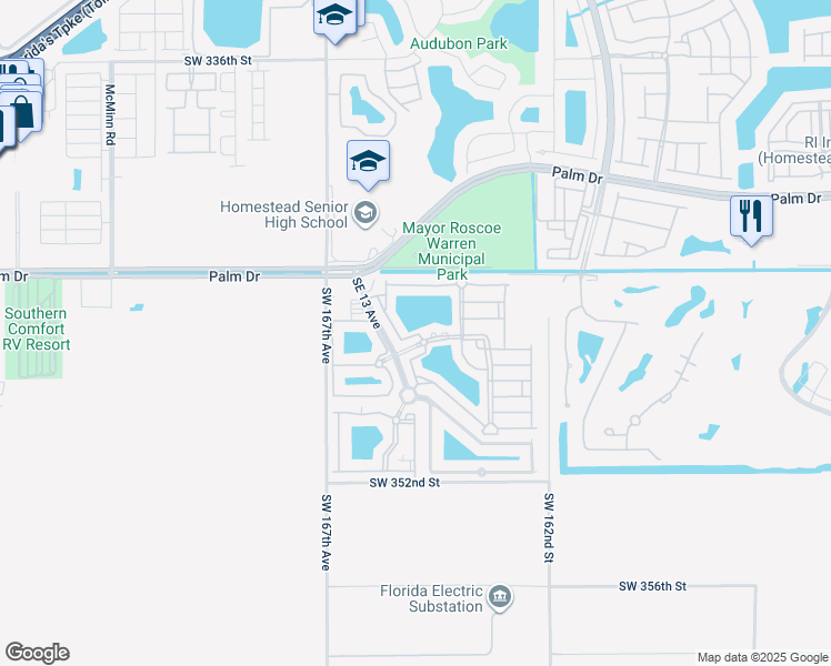 map of restaurants, bars, coffee shops, grocery stores, and more near 1404 Southeast 26th Court in Homestead