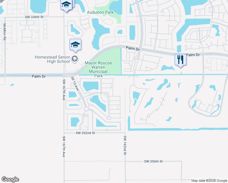 map of restaurants, bars, coffee shops, grocery stores, and more near 2637 Southeast 16th Terrace in Homestead