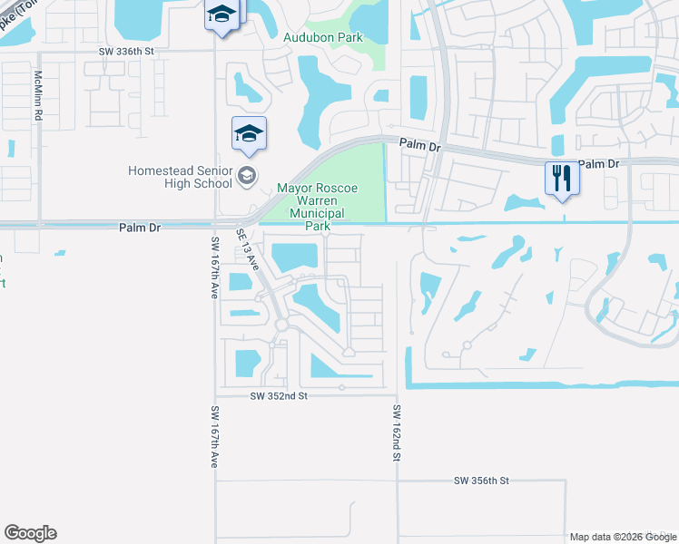 map of restaurants, bars, coffee shops, grocery stores, and more near 1539 Southeast 27th Street in Homestead