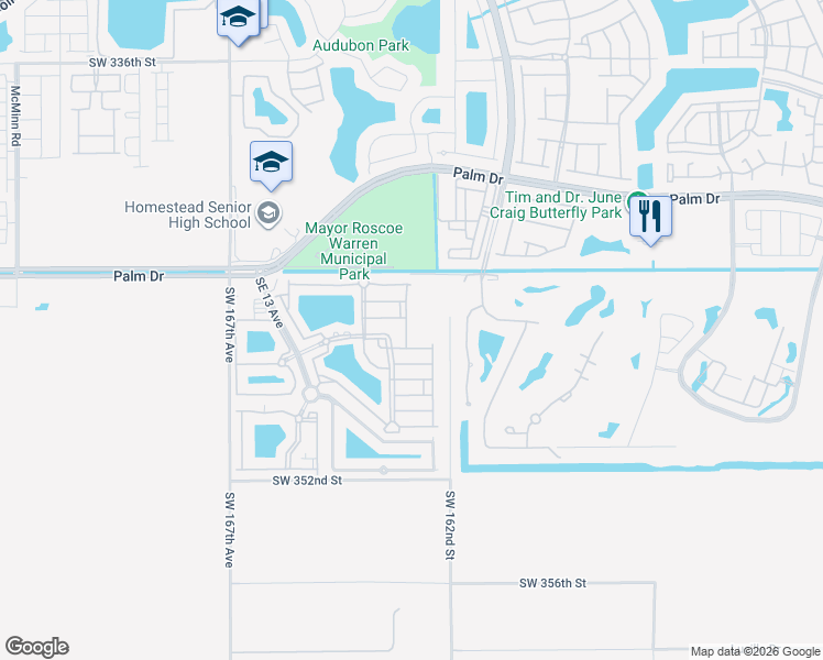 map of restaurants, bars, coffee shops, grocery stores, and more near 2650 Southeast 16th Terrace in Homestead