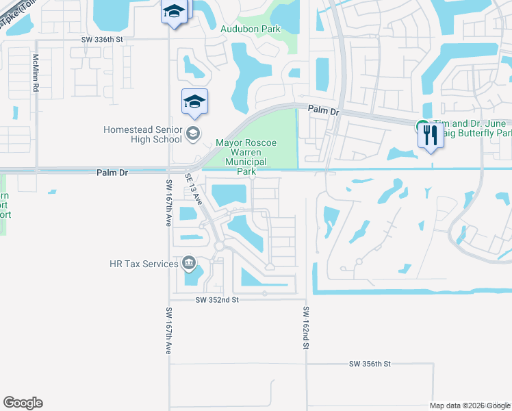 map of restaurants, bars, coffee shops, grocery stores, and more near 2625 Southeast 15th Place in Homestead