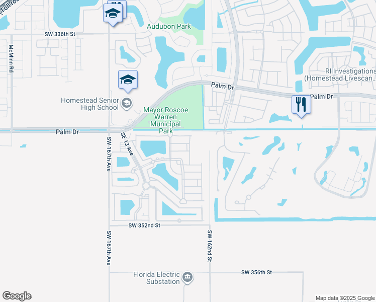 map of restaurants, bars, coffee shops, grocery stores, and more near 2650 Southeast 16th Terrace in Homestead