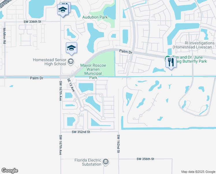 map of restaurants, bars, coffee shops, grocery stores, and more near 2650 Southeast 16th Terrace in Homestead