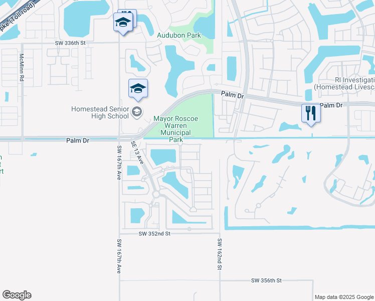 map of restaurants, bars, coffee shops, grocery stores, and more near 2459 Southeast 15th Place in Homestead