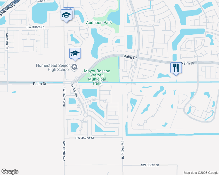 map of restaurants, bars, coffee shops, grocery stores, and more near 1528 Southeast 24th Court in Homestead