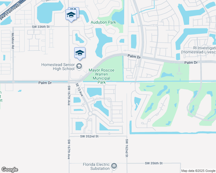 map of restaurants, bars, coffee shops, grocery stores, and more near 1528 Southeast 24th Court in Homestead