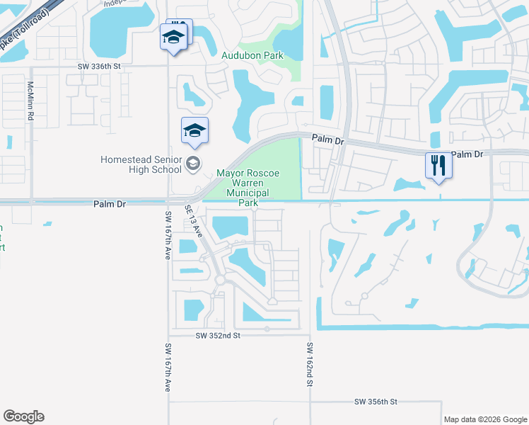 map of restaurants, bars, coffee shops, grocery stores, and more near 2459 Southeast 15th Place in Homestead