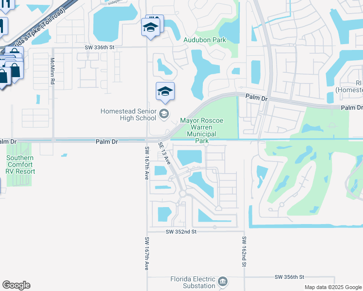 map of restaurants, bars, coffee shops, grocery stores, and more near 1440 Southeast 24th Court in Homestead