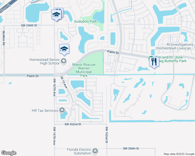 map of restaurants, bars, coffee shops, grocery stores, and more near 1528 Southeast 24th Court in Homestead