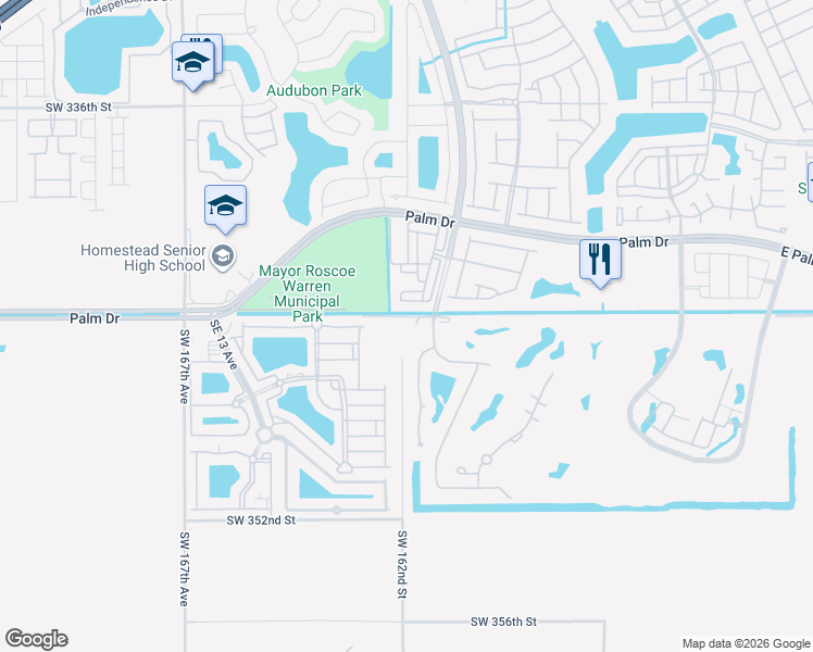 map of restaurants, bars, coffee shops, grocery stores, and more near 1636 Southeast 24th Court in Homestead