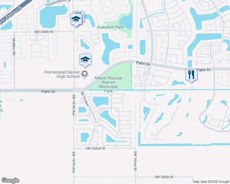 map of restaurants, bars, coffee shops, grocery stores, and more near 2459 Southeast 15th Place in Homestead