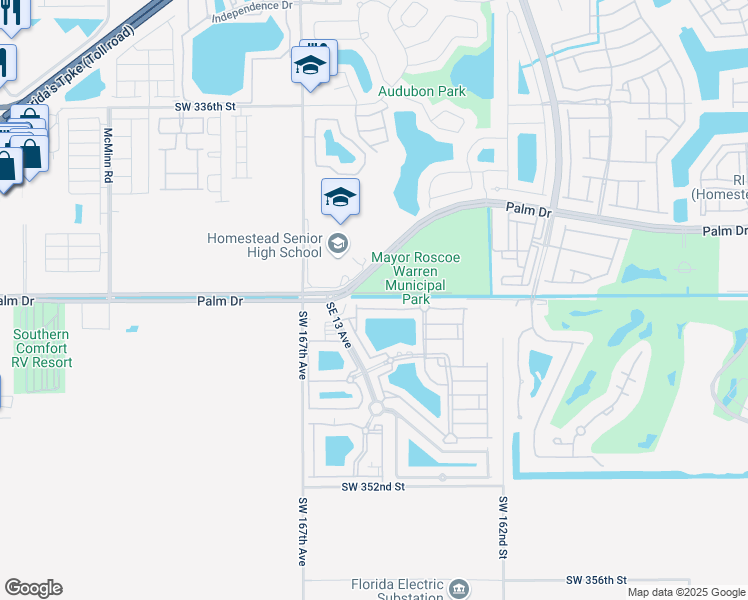 map of restaurants, bars, coffee shops, grocery stores, and more near 1425 Southeast 24th Court in Homestead